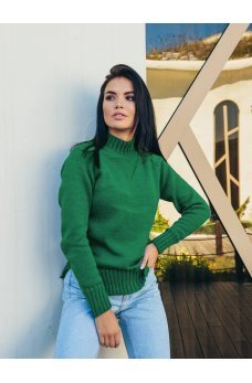 Зеленый универсальный шерстяной свитер 