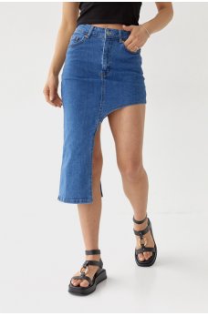Женская утонченная юбка джинсового цвета