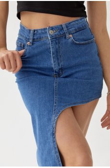 Женская утонченная юбка джинсового цвета