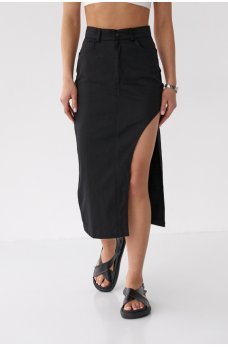 Черная современная юбка с карманами