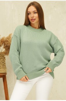 Стильный вязаный свитер фисташкового цвета