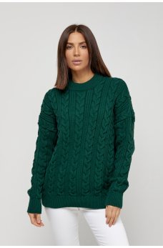 Темно-зеленый повседневный теплый свитер
