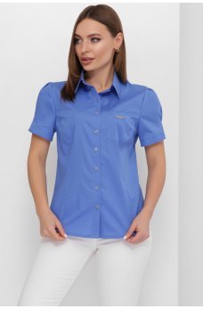Синяя практичная блуза в классическом стиле
