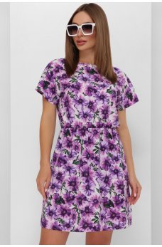 Фиолетовое утонченное платье мини с цветочным принтом