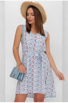 Голубое минималистичное летнее платье