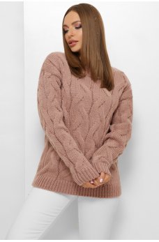 Классический вязаный свитер фрезового цвета