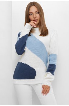 Оригинальный женский трехцветный свитер