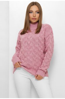 Сиреневый нежный свитер с красивыми элементами вязки