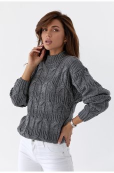 Утонченный вязаный свитер цвета графит
