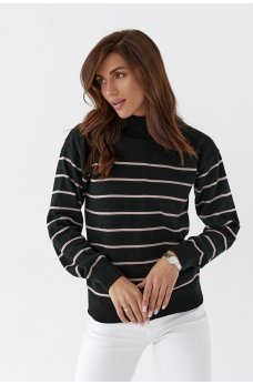 Черный актуальный вязаный свитер
