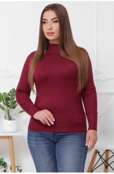 Бордовый повседневный гольф больших размеров