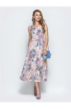 Романтичное платье из софта с цветочным принтом