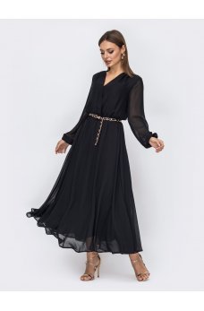 Шифоновое элегантное платье черного цвета