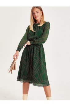 Зеленое шифоновое платье миди длинны