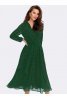 Зеленое игривое принтованное платье из шифона