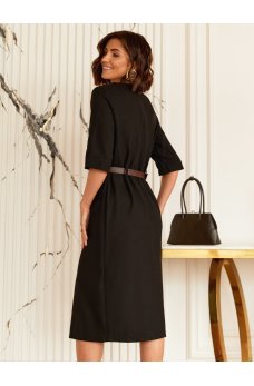 Черное изящное платье из льна