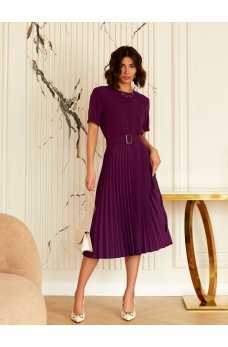 Фиолетовое однотонное женское платье-клеш