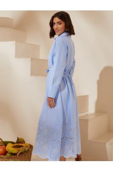 Голубое нежное платье-рубашка из коттона