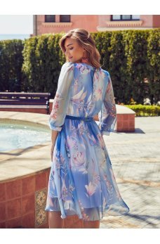 Голубое романтическое платье из шифона