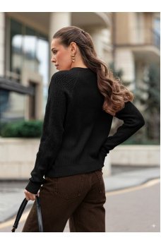 Черный вязаный трендовый джемпер