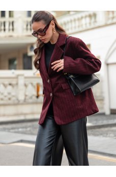 Бордовый классический пиджак с принтом в полоску