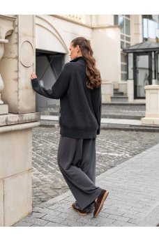 Серый вязаный повседневный женский костюм