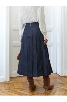 Темно-синяя джинсовая женская юбка-миди