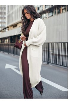 Уютный длинный кардиган молочного цвета