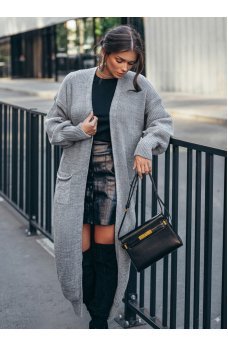 Серый лаконичный кардиган без застежек