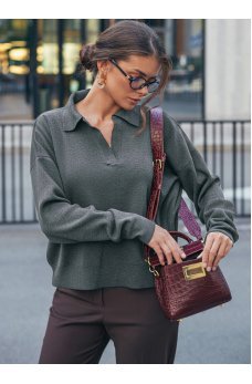 Серый привлекательный однотонный джемпер