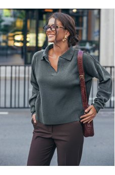 Серый привлекательный однотонный джемпер