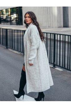 Серый актуальный вязаный женский кардиган