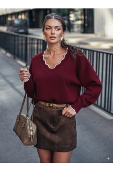 Привлекательный бордовый женский джемпер