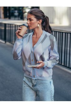 Голубой кардиган на пуговицах с узором