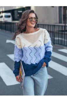 Синий мягкий джемпер с фактурным узором
