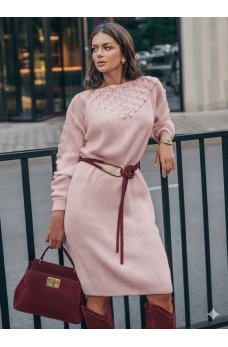 Уютное мягкое платье пудрового цвета