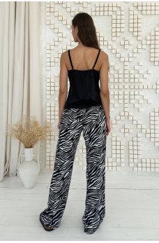 Черные трикотажные широкие брюки с принтом зебры