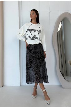 Черная женская шифоновая юбка-миди