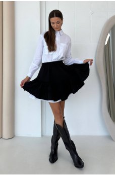 Черная короткая расклешенная женская юбка