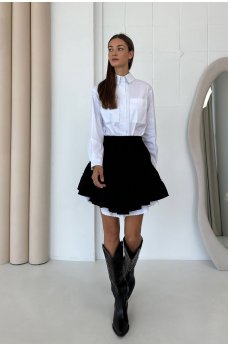 Черная короткая расклешенная женская юбка