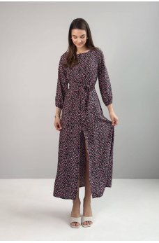 Черное цветочное платье макси из штапеля