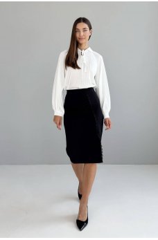 Черная изящная юбка-миди с кружевной отделкой