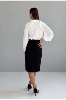 Черная изящная юбка-миди с кружевной отделкой