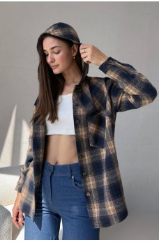 Синяя базовая фланелевая рубашка в клетку