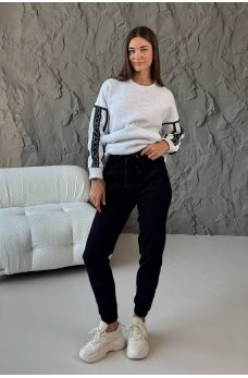 Черные комфортные женские брюки из вельвета
