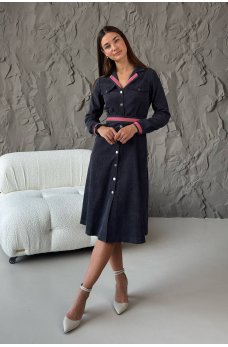 Уникальное вельветовое платье-миди цвета фуме