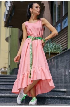  Молодежное платье розового оттенка из стрейч-коттона 
