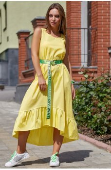  Молодежное платье желтого оттенка из стрейч-коттона 