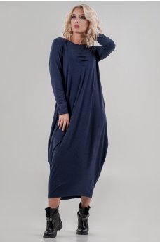 Оригинальное платье балахон синее