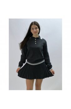 Серый привлекательный костюм-двойка из смесовой вязки